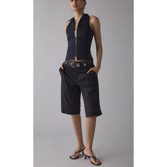 NWT Urban Outfitters Party Girl Button Down‎ Sleeveless Shirt Black, Sz S - Picture 2 of 6